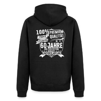 60. Geburtstag 1960 Geschenk Geschenkidee - Unisex Premium Bio Zip Hoodie - Schwarz - Hinten - Nico (187cm)