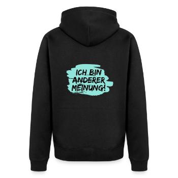 Ich bin anderer Meinung! Anti Gegen Demo - Unisex Premium Bio Zip Hoodie - Schwarz - Hinten - Nico (187cm)