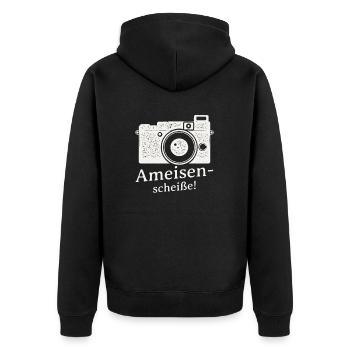 Fotograf Ameisenscheiße! Say Cheese Bitte Lächeln! - Unisex Premium Bio Zip Hoodie - Schwarz - Hinten - Nico (187cm)
