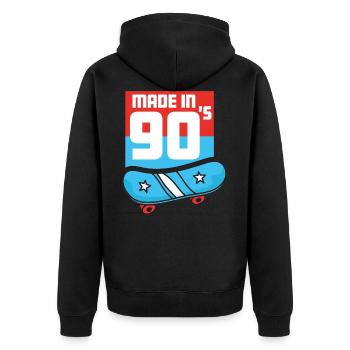 Made in 90s 90s child nineties old school retro - Unisex Premium Organic Zip Hoodie - black - Back - Nico (187cm)