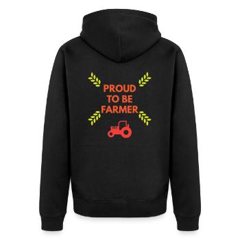 Stolz, ein Landwirt zu sein - Unisex Premium Bio Zip Hoodie - Schwarz - Hinten - Nico (187cm)