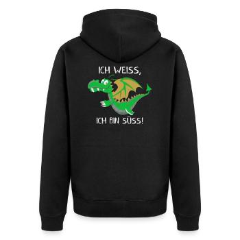 Süßer Drache Kinder Geschenk Kleinkinder Drachen - Unisex Premium Bio Zip Hoodie - Schwarz - Hinten - Nico (187cm)