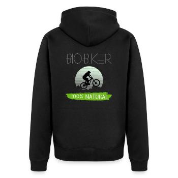 Mountainbike MTB Fahrrad Bio Biker Natur Geschenk - Unisex Premium Bio Zip Hoodie - Schwarz - Hinten - Nico (187cm)
