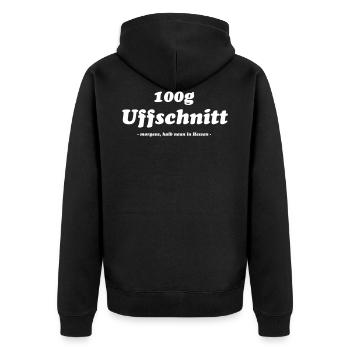 Uffschnitt in Hessen - Unisex Premium Bio Zip Hoodie - Schwarz - Hinten - Nico (187cm)