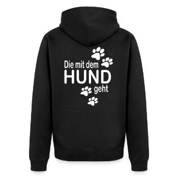 Hunde Spruch - Unisex Premium Bio Zip Hoodie - Schwarz - Hinten - Nico (187cm)