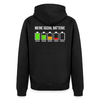 Sozial Batterie Informatiker nerd geek Geschenk - Unisex Premium Bio Zip Hoodie - Schwarz - Hinten - Nico (187cm)