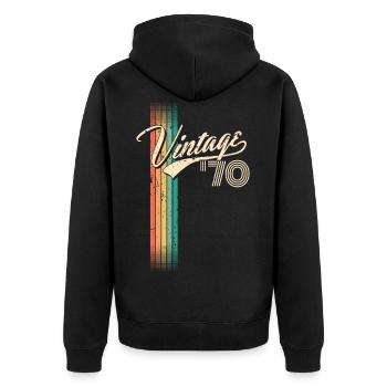 50e anniversaire de moto vintage des années 1970 - Veste à capuche bio Premium Unisexe - noir - Dos - Nico (187cm)