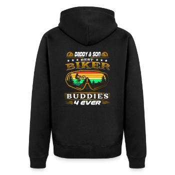 Mountain biker birthday father and son MTB bikers - Unisex Premium Organic Zip Hoodie - black - Back - Nico (187cm)