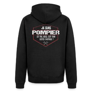 Pompier - Humour - Cadeau - Super Pouvoir - - Veste à capuche bio Premium Unisexe - noir - Dos - Nico (187cm)