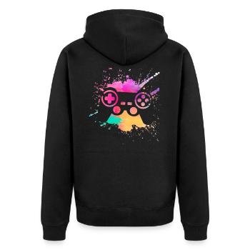 Spieler - Unisex Premium Bio Zip Hoodie - Schwarz - Hinten - Nico (187cm)