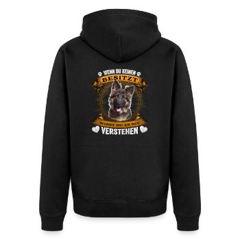 Wenn Du Keinen Schäferhund Hast. Geburtstag Hund - Unisex Premium Bio Zip Hoodie - Schwarz - Hinten - Nico (187cm)