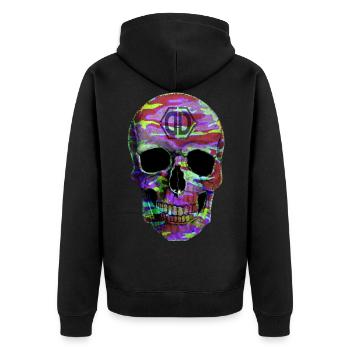 Dave Diamant Party Camouflage Skull - Unisex Premium Organic Zip Hoodie - black - Back - Nico (187cm)