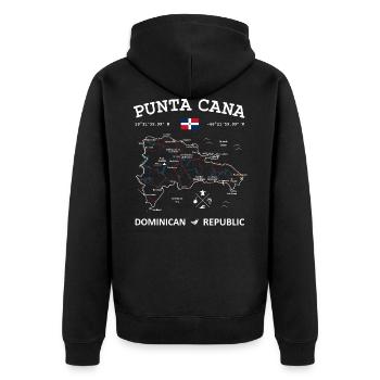 Punta Cana Map Dominican Republic Flag - Unisex Premium Organic Zip Hoodie - black - Back - Nico (187cm)