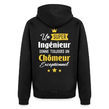 Chômeur ingénieur cadeau drôle chômage - Veste à capuche bio Premium Unisexe - noir - Dos - Nico (187cm)