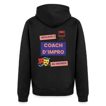 Meilleur-e coach d'impro au monde (inclusif) - Veste à capuche bio Premium Unisexe - noir - Dos - Nico (187cm)