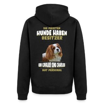 Cavalier King Charles Tshirt - Cavalier King - Unisex Premium Bio Zip Hoodie - Schwarz - Hinten - Nico (187cm)