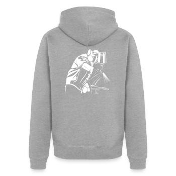 Painter - Unisex Premium Organic Zip Hoodie - heather grey - Back - Nico (187cm)