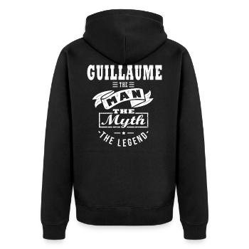 prénom Guillaume noel anniversaire personnalisé - Veste à capuche bio Premium Unisexe - noir - Dos - Nico (187cm)