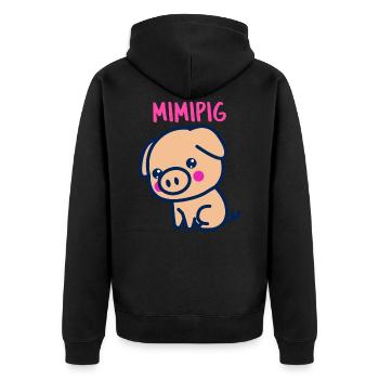 MIMIPIG, cute pig, gift idea and t-shirt - Unisex Premium Organic Zip Hoodie - black - Back - Nico (187cm)
