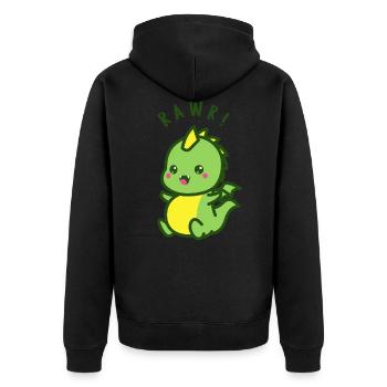 RAWR, cute dinosaur, gift idea and t-shirt - Unisex Premium Organic Zip Hoodie - black - Back - Nico (187cm)
