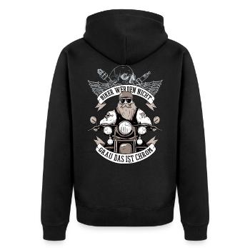 Biker werden nicht grau Motorrad Geschenk Senior - Unisex Premium Bio Zip Hoodie - Schwarz - Hinten - Nico (187cm)