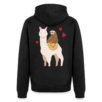Paresseux chevauche un lama alpaga fille garçon - Veste à capuche bio Premium Unisexe - noir - Dos - Nico (187cm)