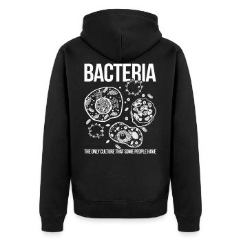 Bakterien Lustiger Spruch Biologie - Unisex Premium Bio Zip Hoodie - Schwarz - Hinten - Nico (187cm)