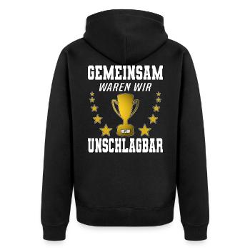 Jobwechsel Pokal Abschiedsgeschenk für Kollegen - Unisex Premium Bio Zip Hoodie - Schwarz - Hinten - Nico (187cm)