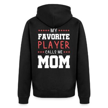 Feldhockey mama - Unisex Premium Bio Zip Hoodie - Schwarz - Hinten - Nico (187cm)