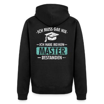 Master Studium Prüfung Abschluss Geschenk - Unisex Premium Bio Zip Hoodie - Schwarz - Hinten - Nico (187cm)