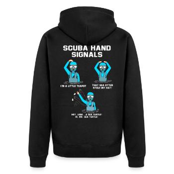 Taucher Handzeichen Scuba Diving - Unisex Premium Bio Zip Hoodie - Schwarz - Hinten - Nico (187cm)