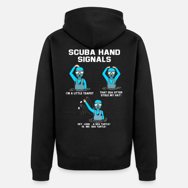 Plongeur Main Signe Scuba Diving - Veste à capuche bio Premium Unisexe - noir