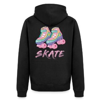 Rollschuh Roller Skate Design - Unisex Premium Bio Zip Hoodie - Schwarz - Hinten - Nico (187cm)