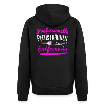 Professionelle Pechsträhnen Entfernerin Friseurin - Unisex Premium Bio Zip Hoodie - Schwarz - Hinten - Nico (187cm)
