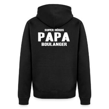 Super héros papa boulanger boulangerie homme - Veste à capuche bio Premium Unisexe - noir - Dos - Nico (187cm)