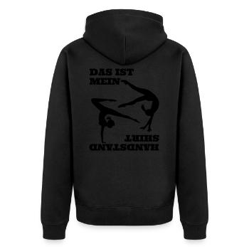 Handstand Bodenturnen Gymnastik Sportlehrer Turner - Unisex Premium Bio Zip Hoodie - Schwarz - Hinten - Nico (187cm)