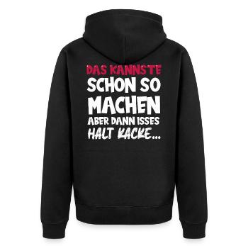 Lustiger Spruch in Comic style - Unisex Premium Bio Zip Hoodie - Schwarz - Hinten - Nico (187cm)