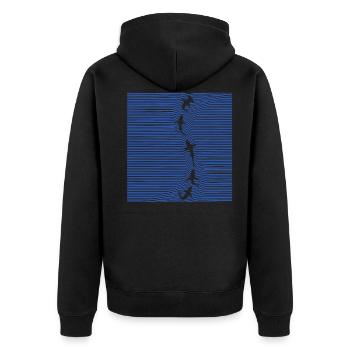 Shark-Familie - Unisex Premium Bio Zip Hoodie - Schwarz - Hinten - Nico (187cm)
