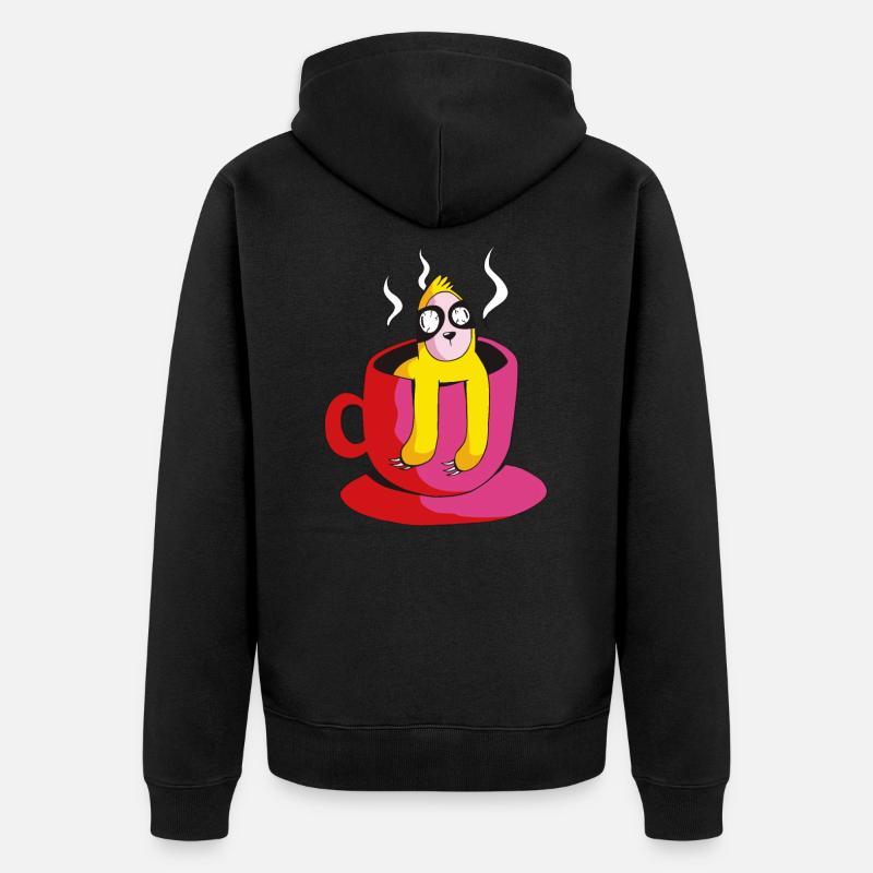 Paresseux café fatigue funeste café - Veste à capuche bio Premium Unisexe - noir