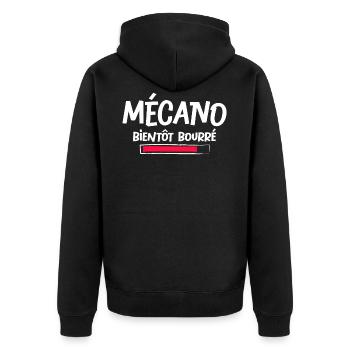 Mécano bourré mécanicien automobile alcool - Veste à capuche bio Premium Unisexe - noir - Dos - Nico (187cm)
