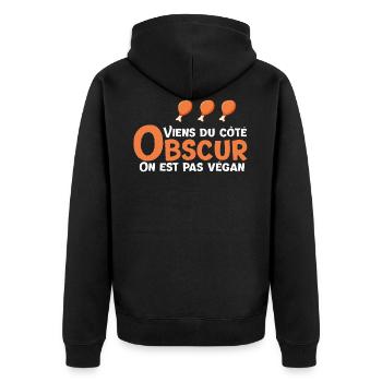 Poulet viande anti végan bouffe aliment - Veste à capuche bio Premium Unisexe - noir - Dos - Nico (187cm)