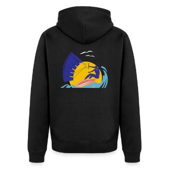 Kite Kitesurfing Kiteboarding Kitesurfer Gift - Unisex Premium Organic Zip Hoodie - black - Back - Nico (187cm)