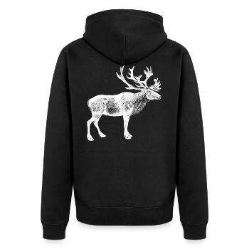 Deer Elk Antler Deer Head Hunter Moose - Unisex Premium Organic Zip Hoodie - black - Back - Nico (187cm)