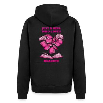 Lesen Bücher Buchliebhaberin Buch Mädchen Leserin - Unisex Premium Bio Zip Hoodie - Schwarz - Hinten - Nico (187cm)