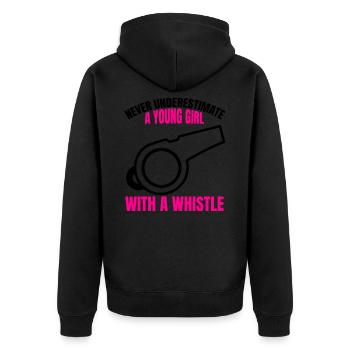 Referee lady referee saying girl gift - Unisex Premium Organic Zip Hoodie - black - Back - Nico (187cm)