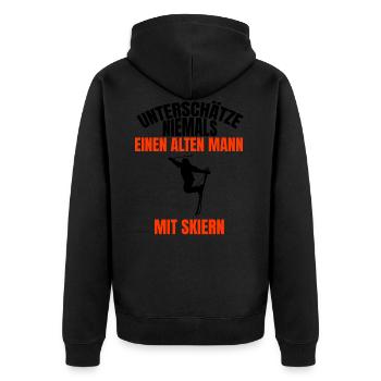Ski fahren Spruch Skier Skifahren Vater Skifahrer - Unisex Premium Bio Zip Hoodie - Schwarz - Hinten - Nico (187cm)