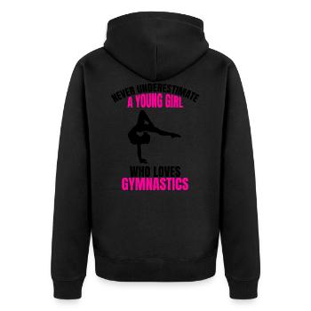 Gymnastics gymnast floor gymnastics woman sports teacher - Unisex Premium Organic Zip Hoodie - black - Back - Nico (187cm)