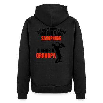 Saxophon Opa Musik Großvater Music Musiker Saxofon - Unisex Premium Bio Zip Hoodie - Schwarz - Hinten - Nico (187cm)