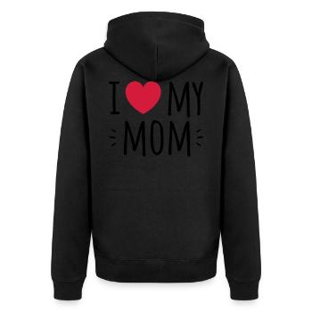I love my mom - Unisex Premium Bio Zip Hoodie - Schwarz - Hinten - Nico (187cm)