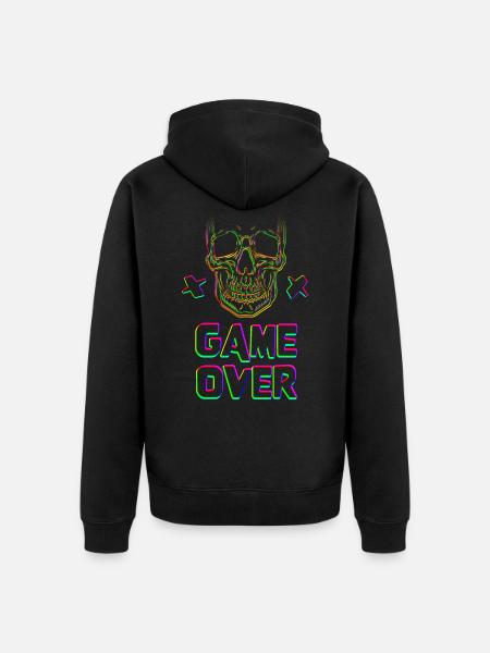 Game Over Skull - Veste à capuche bio Premium Unisexe - noir